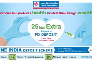 Central Bank Of India launches Special Deposit Scheme for COVID 19 jab.
