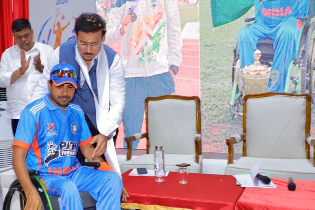 Sports Minister Col. Rajyavardhan Rathore reviewing the blueprints of the new Maharana Pratap Sports University and interacting with technical sports coaches.
