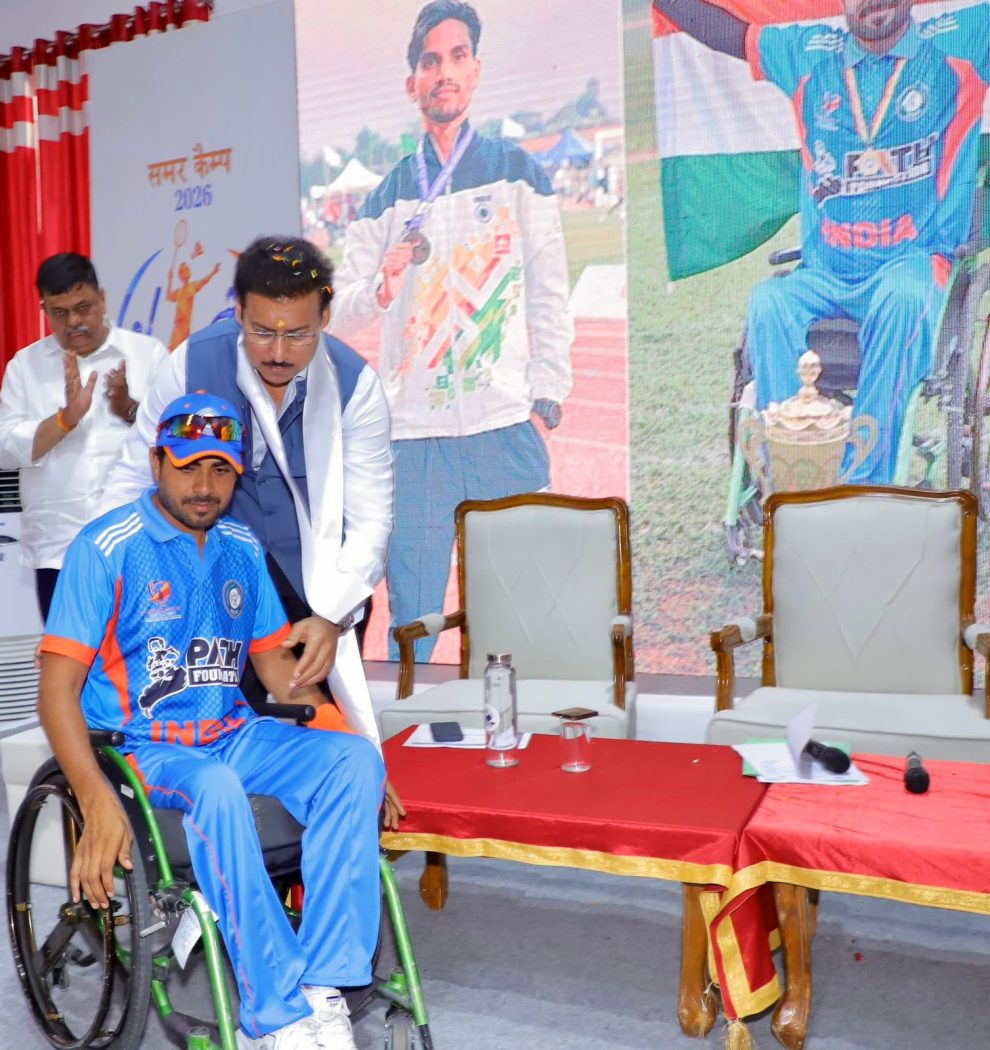 Sports Minister Col. Rajyavardhan Rathore reviewing the blueprints of the new Maharana Pratap Sports University and interacting with technical sports coaches.