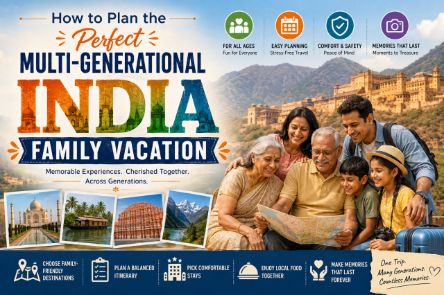 Multi-generational family enjoying a vacation in India