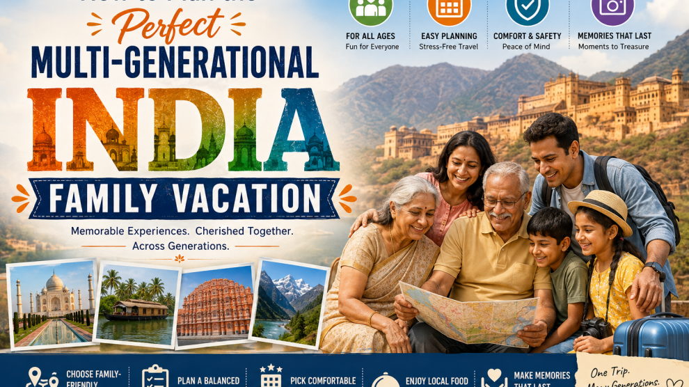 Multi-generational family enjoying a vacation in India
